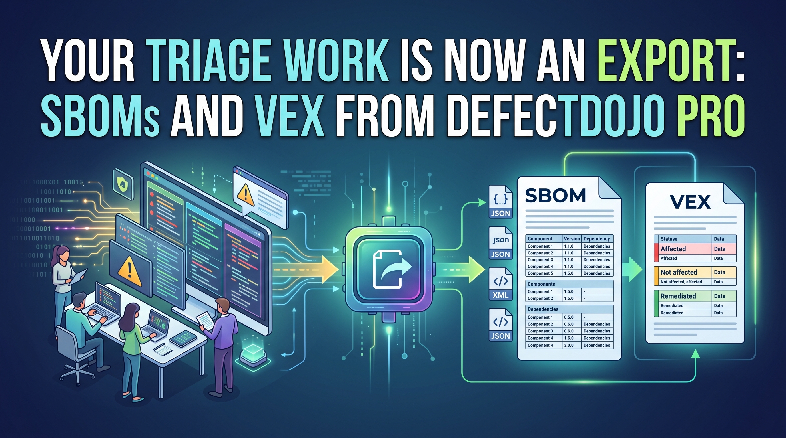 Your Triage Work is Now an Export: SBOMs and VEX from DefectDojo Pro