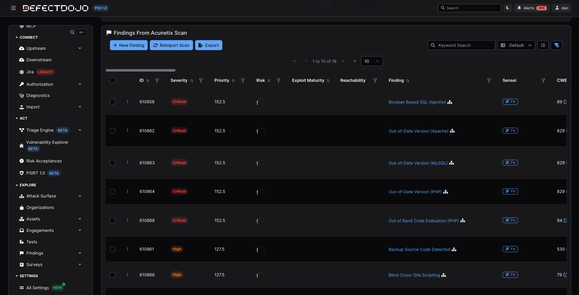 Review Findings in DefectDojo